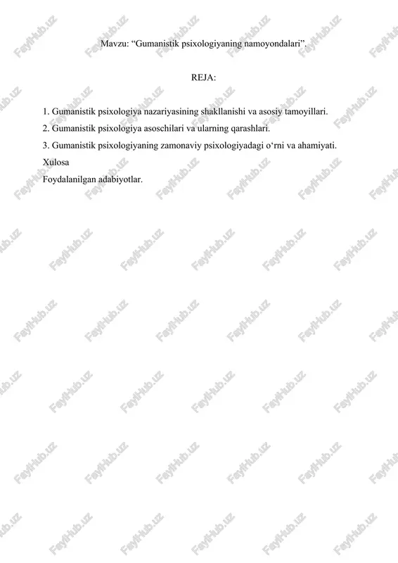 gumanistik psixologiyaning namoyondalari — DOCX