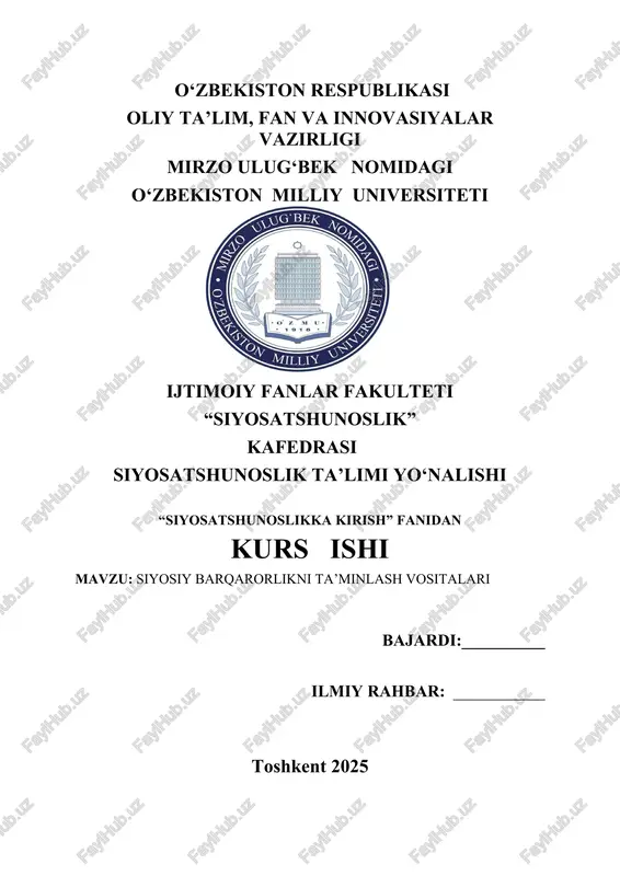 siyosiy barqarorlikni ta’minlash vositalari — DOCX
