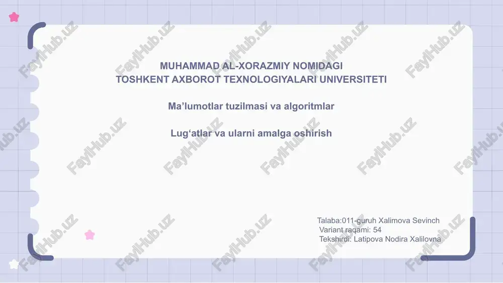 lug'atlar va ularni amalga oshirish — PPTX