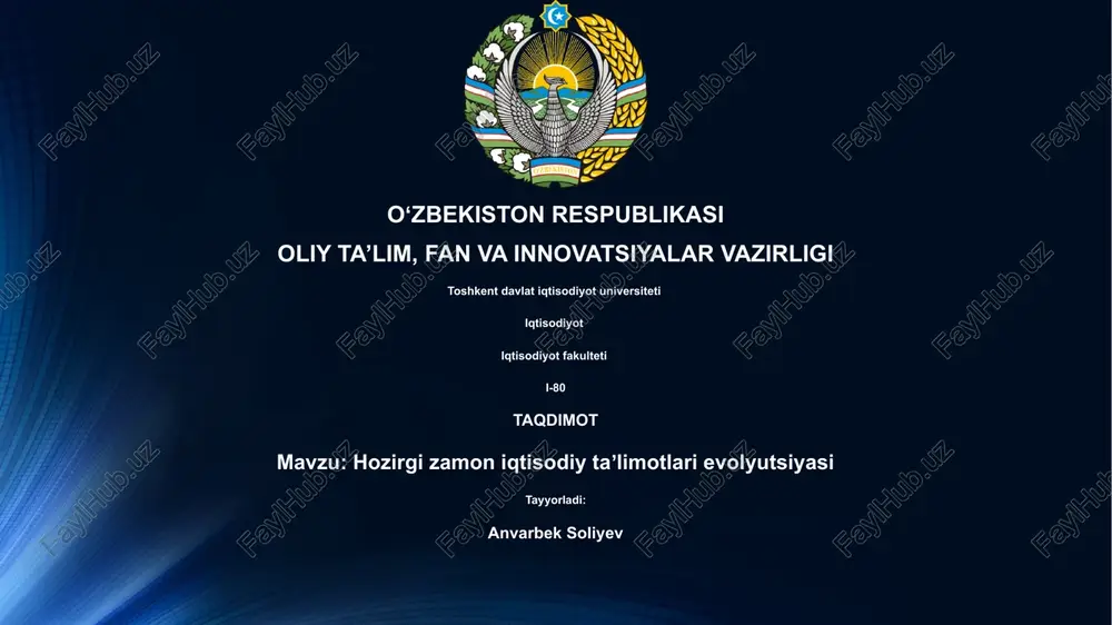 hozirgi zamon iqtisodiy taʼlimotlari evolyutsiyasi — PPTX