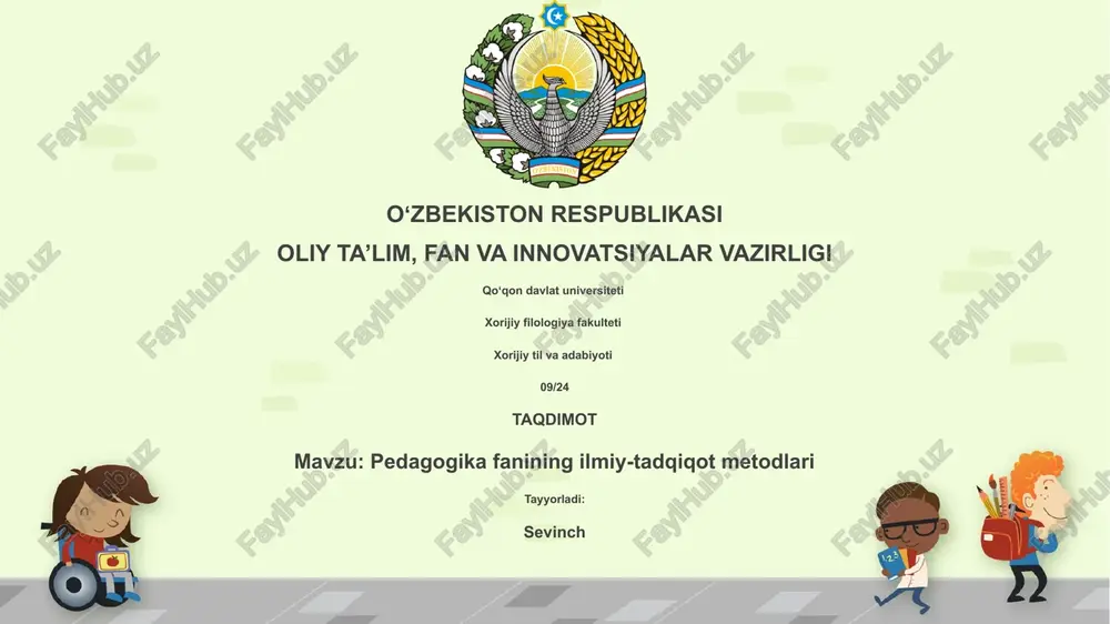pedagogika fanining ilmiy-tadqiqot metodlari — PPTX