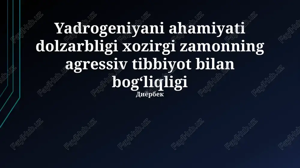 vodorod terapiyasi va zamonaviy tibbiyot — PPTX
