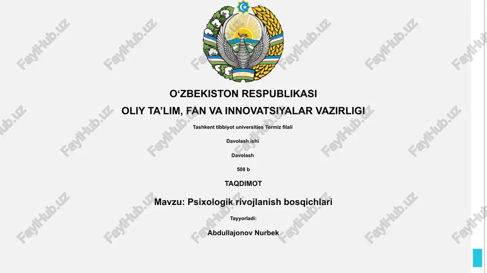 psixologik rivojlanish bosqichlari — PPTX