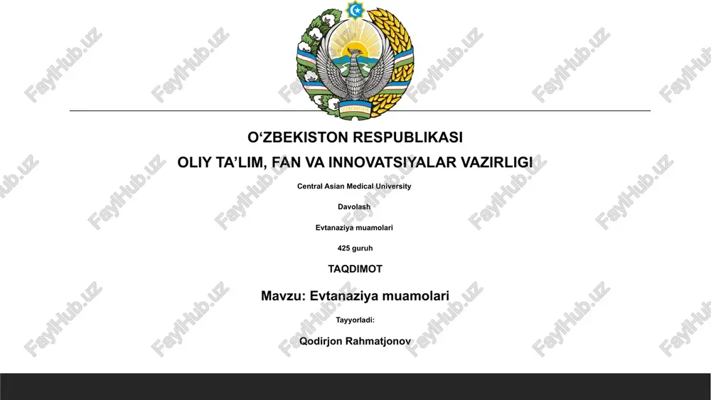 evtanaziya muamolari — PPTX