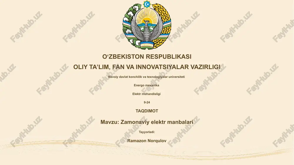 zamonaviy elektr manbalari — PPTX