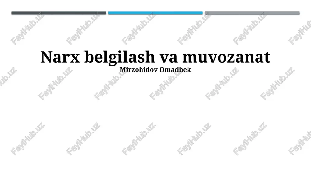 narx belgilash va muvozanat — PPTX