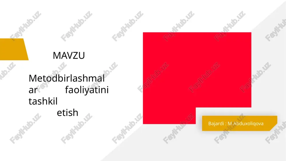 metodbirlashmalar faoliyati tashkil etish — PPTX