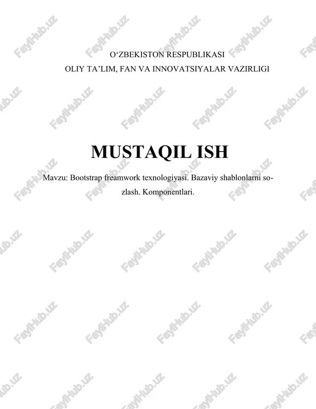 bootstrap freamwork texnologiyasi — DOCX