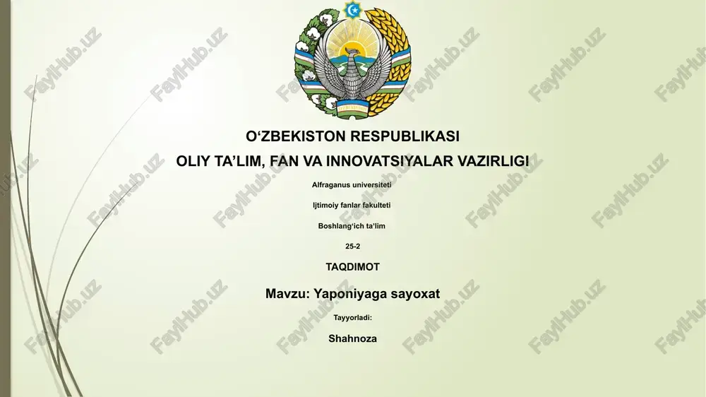 yaponiyaga sayoxat — PPTX