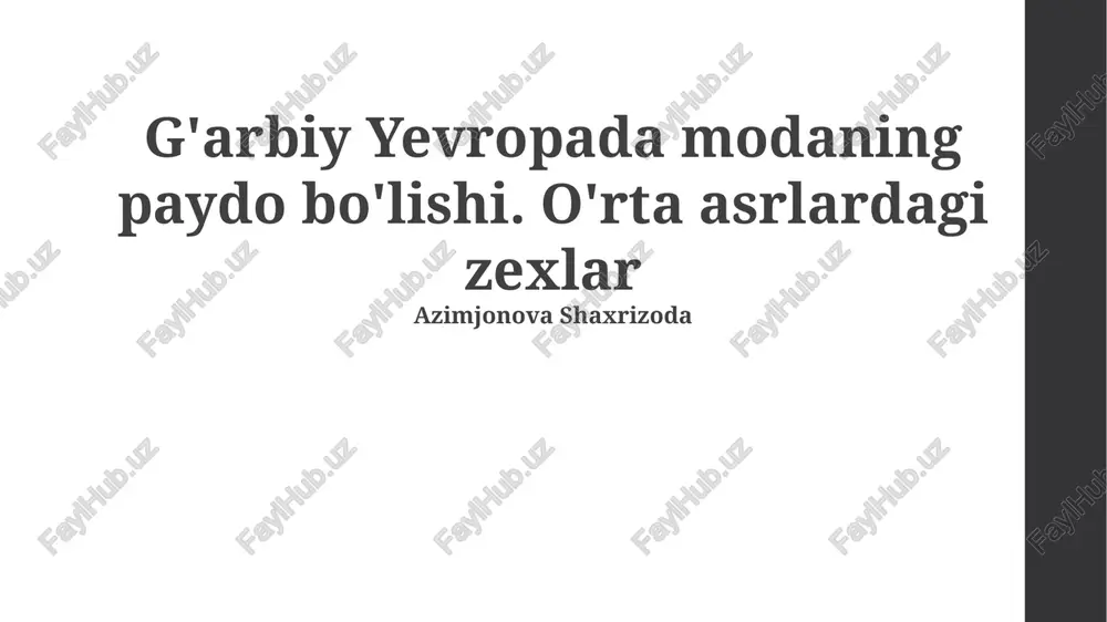 g'arbiy yevropada modaning paydo bo'lishi — PPTX