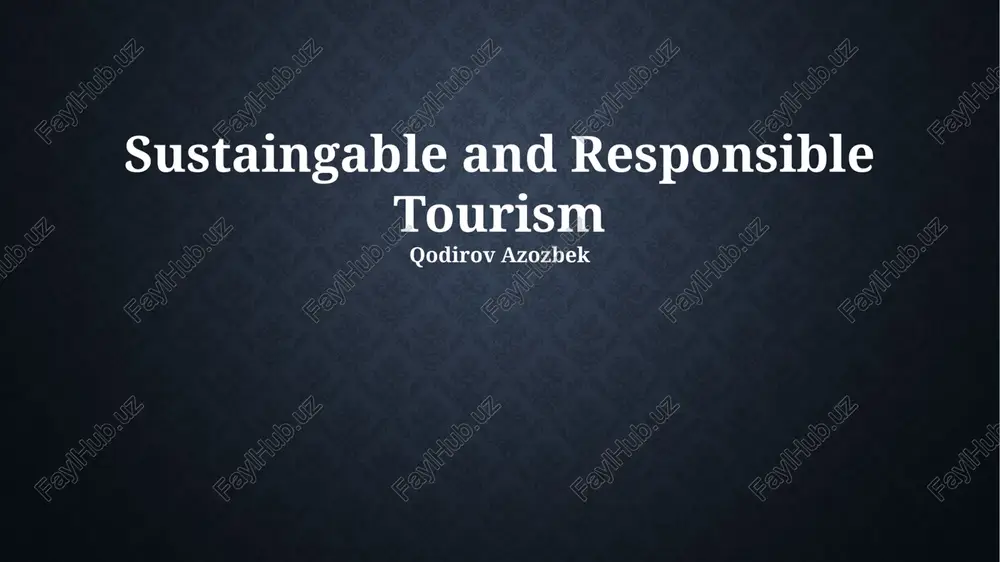 sustainable and responsible tourism — PPTX