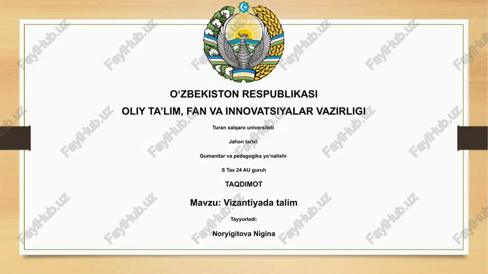 vizantiyada talim — PPTX