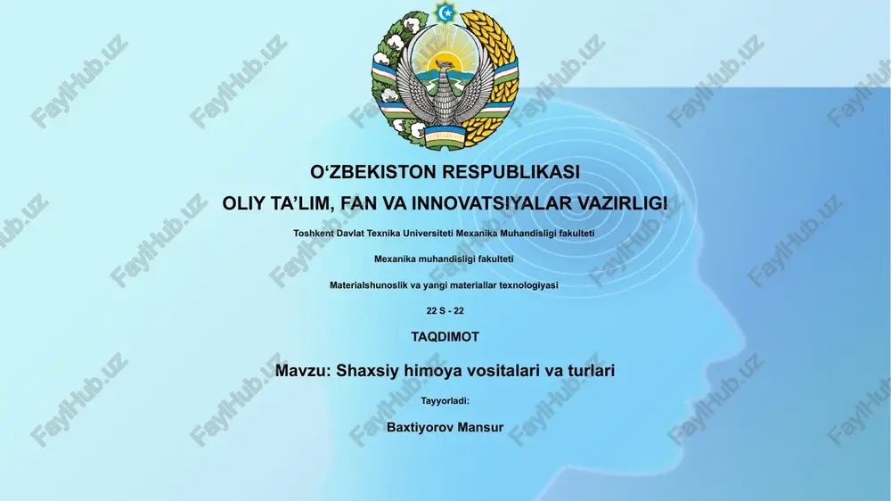 shaxsiy himoya vositalari va turlari — PPTX