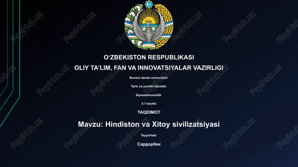 hindiston va xitoy sivilizatsiyasi — PPTX