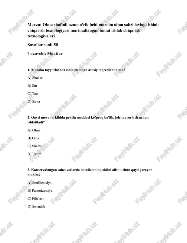 marinadlangan tomat ishlab chiqarish texnologiyalari — DOCX