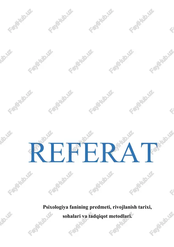 psixologiya fanining predmeti — DOCX