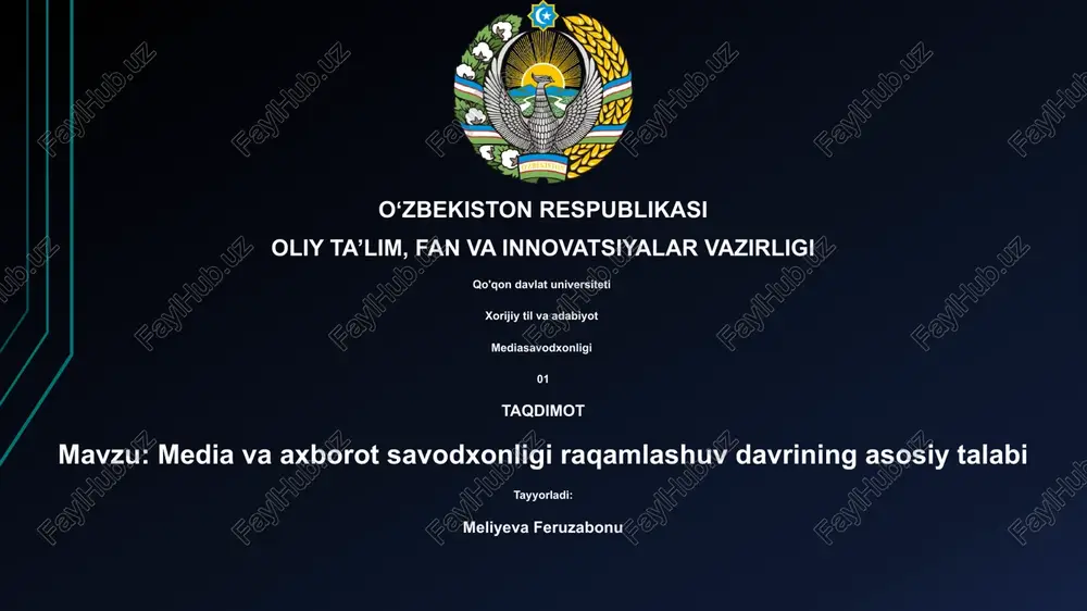 media va axborot savodxonligi raqamlashuv davrining asosiy talabi — PPTX