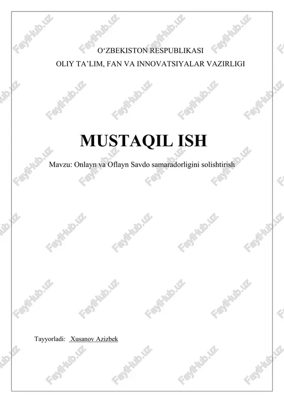 onlayn va oflayn savdo samaradorligini solishtirish — DOCX