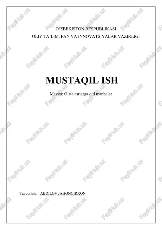 oʼrta asr manbalar — DOCX