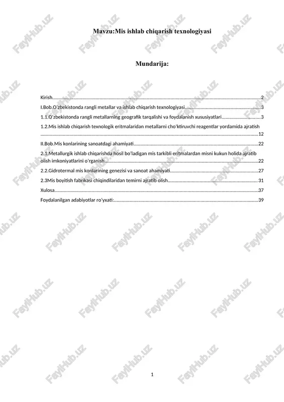 mis ishlab chiqarish texnologiyasi — DOCX