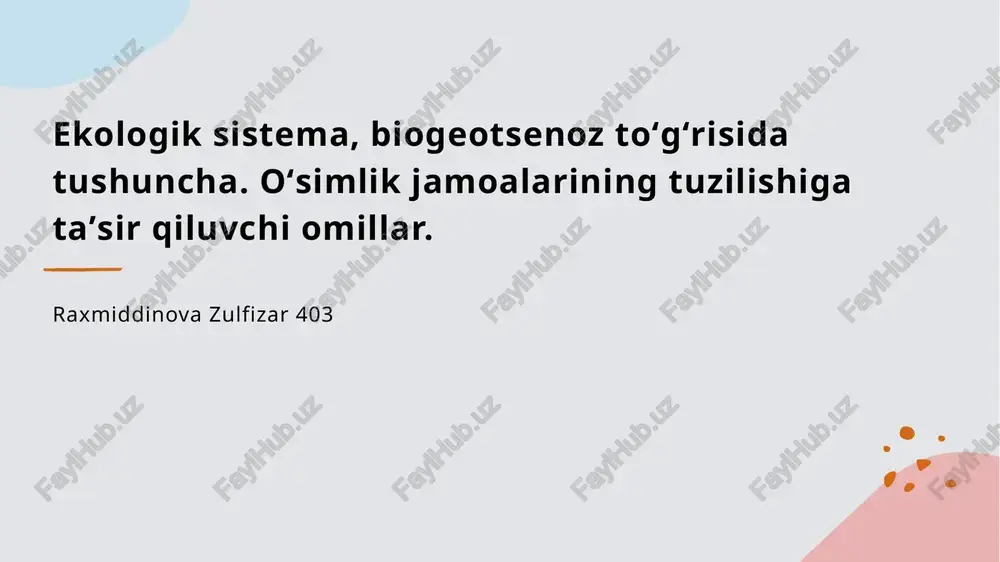 ekologik sistema — PPTX
