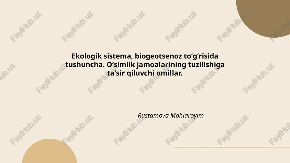 ekologik sistema va biogeotsenoz — PPTX