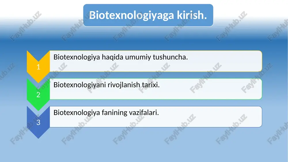 biotexnologiyani rivojlanish tarixi — PPTX