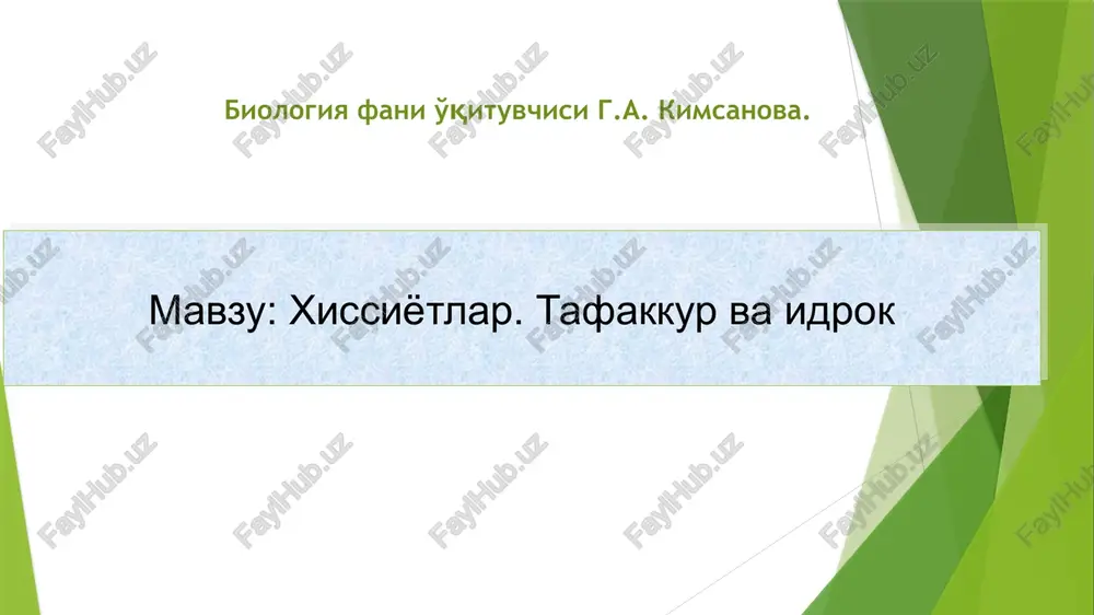 xissiyotlar. tafakkur va idrok — PPTX