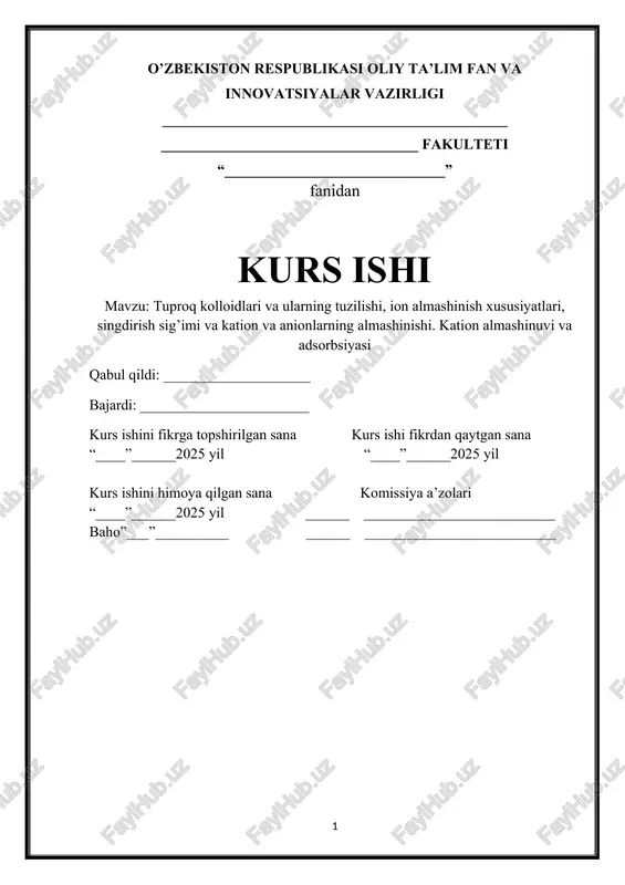 tuproq kolloidlari va ularning tuzilishi — DOCX