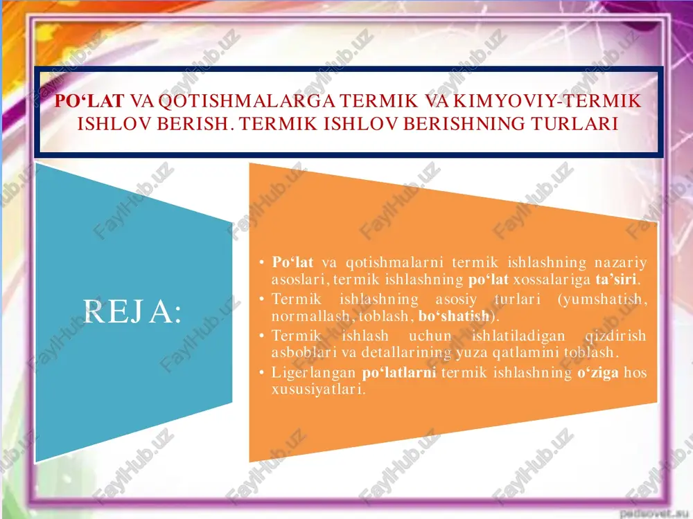 po‘lat va qotishmalarga termik va kimyoviy-termik ishlov berish — PDF