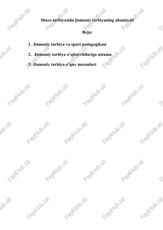 jismoniy tarbiya va sport pedagogikasi — DOCX