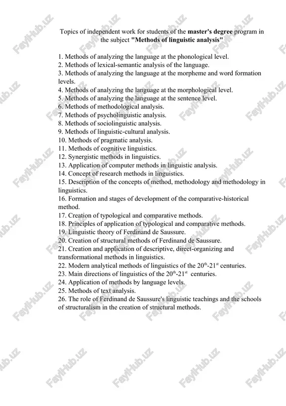 methods of linguistic analysis — DOCX