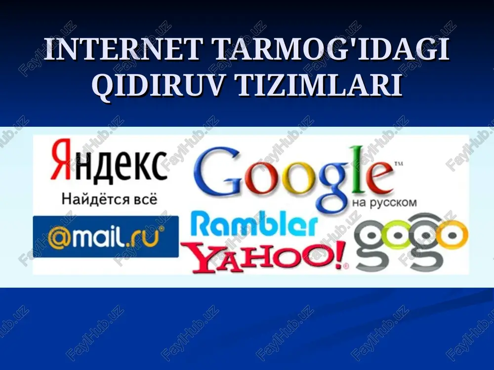 internet tarmog'idagi qidiruv tizimlari — PPT