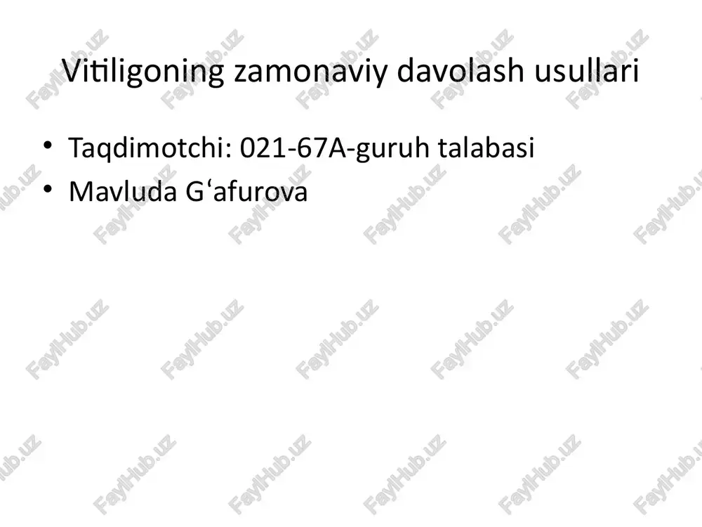 vitiligoning zamonaviy davolash usullari — PPTX