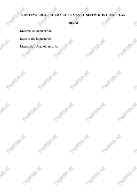 ketma-ket va assotsiativ kontenerlar — DOCX