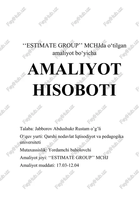 estimate group mchj amaliyot hisoboti — DOCX