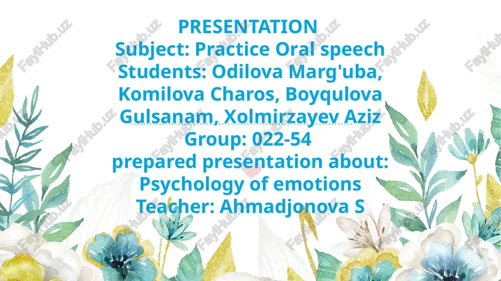 psychology of emotions presentation — PPTX