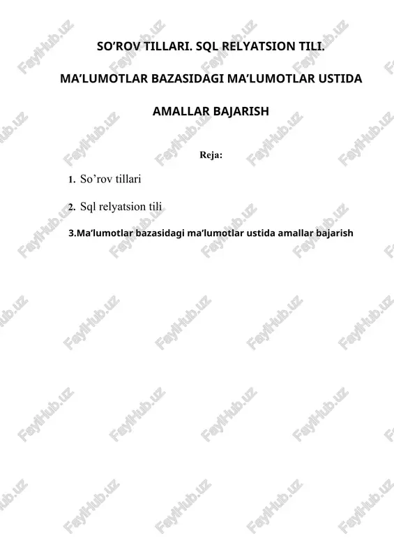 so’rov tillari, sql relyatsion tili — DOC