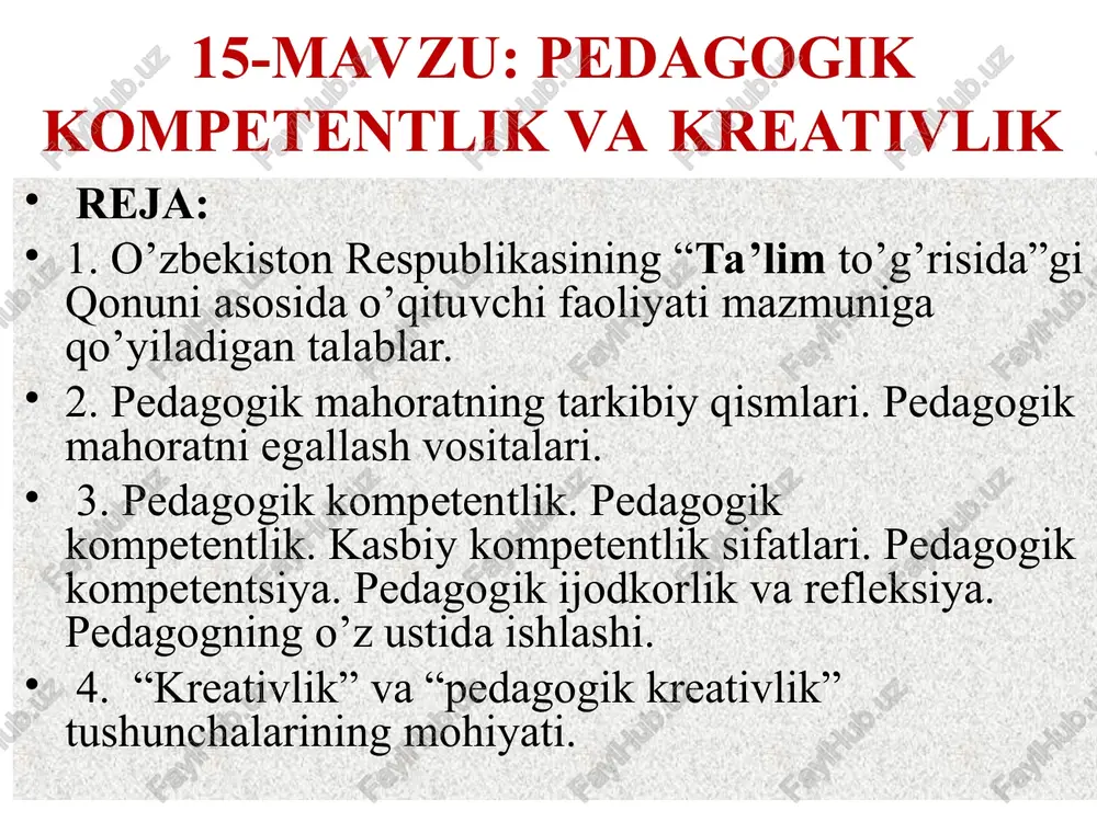 pedagogik kompetentlik va kreativlik — PPT
