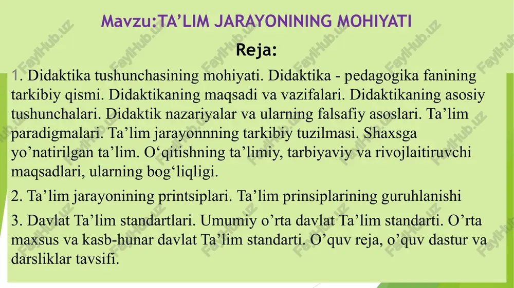 ta’lim jarayonining mohiyati — PPT
