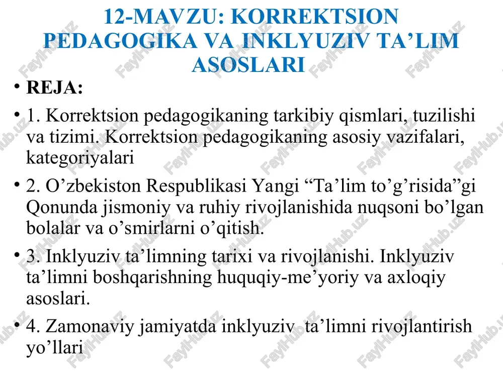 korrektsion pedagogika va inklyuziv ta’lim asoslari — PPT