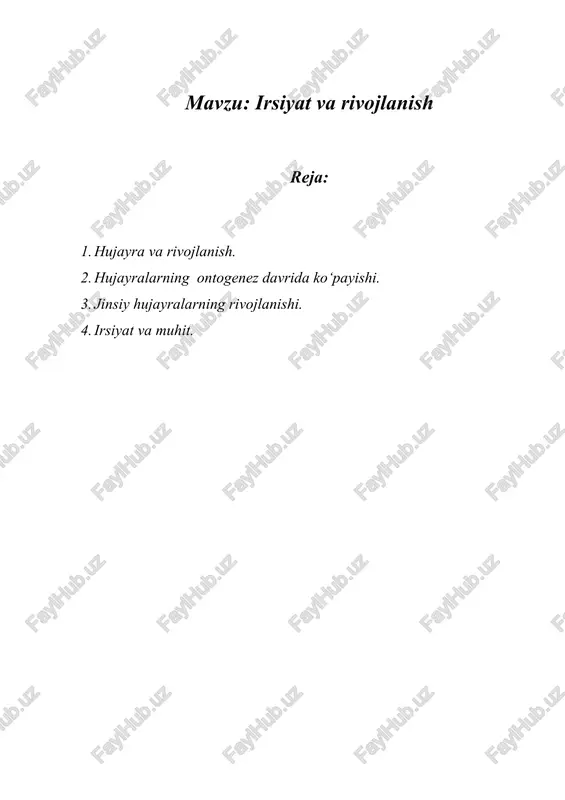 irsiyat va rivojlanish — DOCX