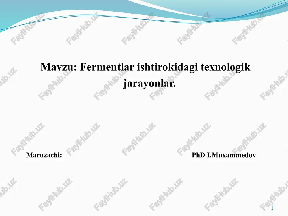 kraxmalni parchalaydigan fermentlar — PPTX