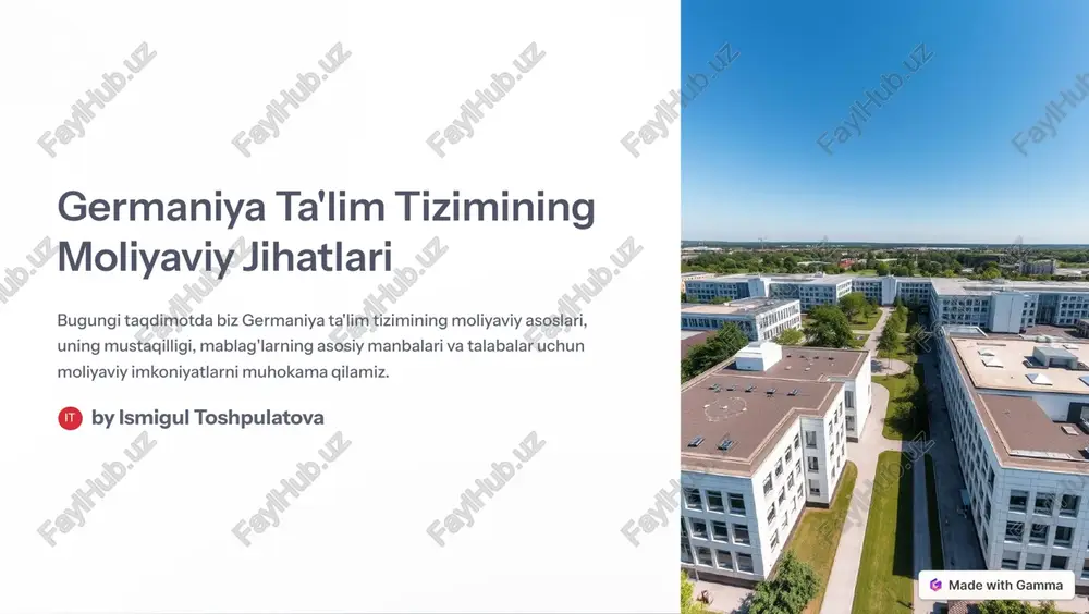 germaniya ta'lim tizimining moliyaviy jihatlari — PDF