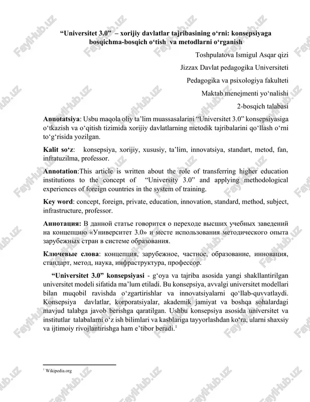 universitet 3.0 konsepsiyasi — DOCX