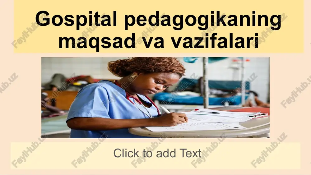 gospital pedagogikaning maqsad va vazifalari — PPTX