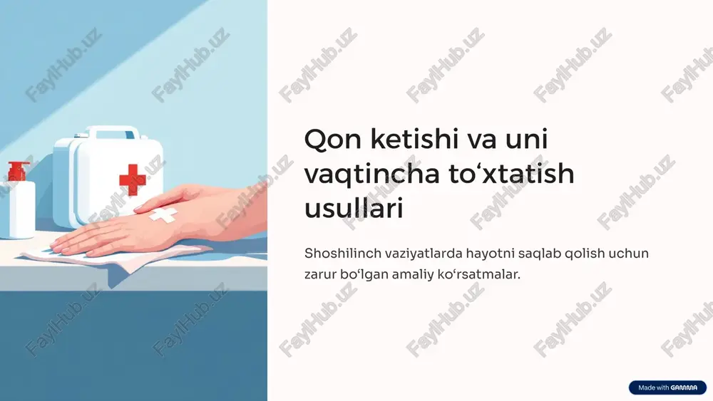 qon ketishi va uni vaqtincha to‘xtatish usullari — PPTX