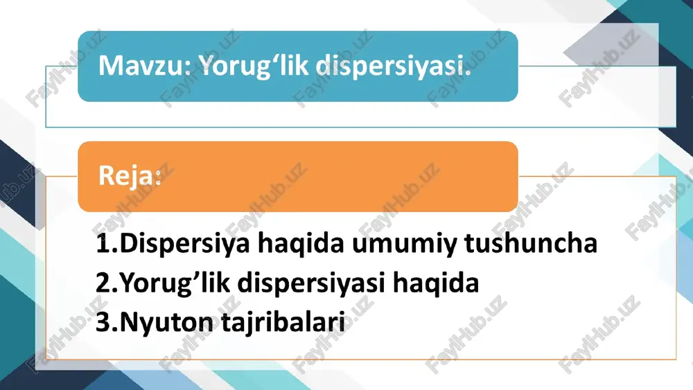 yorug‘lik dispersiyasi — PPT