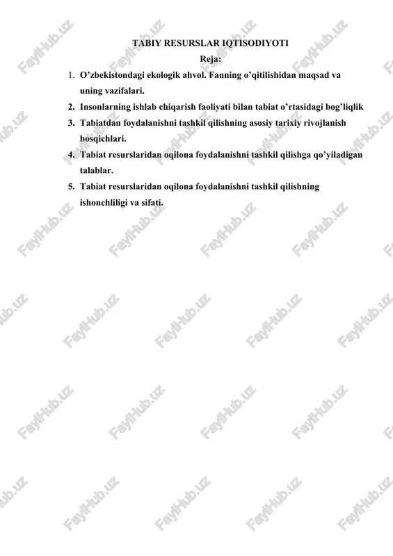 tabiy resurslar iqtisodiyoti — DOC