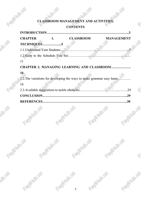 classroom management and activities — DOCX